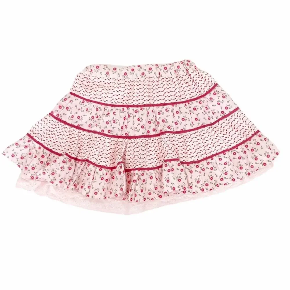 Pumpkin Patch Pink Floral Mixed Pattern Skirt Sz 3